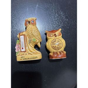 Vintage Souvenir Tenessee Owl Thermometer And Salt Shaker Figurine